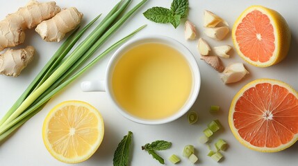 Refreshing citrus tea scene citrus lemongrass fruit tea infusion