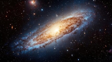 Fototapeta premium Dark sky concept. Stunning view of a spiral galaxy showcasing bright stars and cosmic elements.