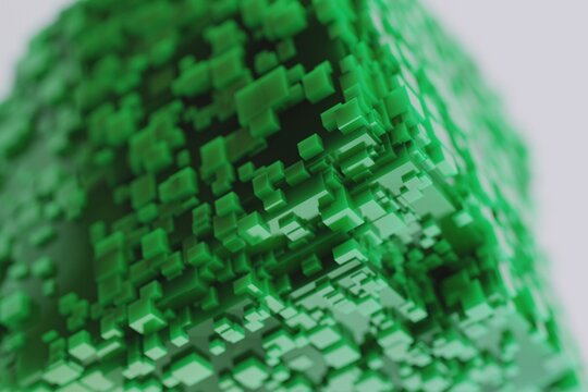 Abstract Green Pixelated Structure