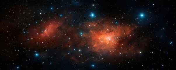 Obraz premium Dark sky concept. Stunning cosmic view of colorful nebula in deep space with shining stars.