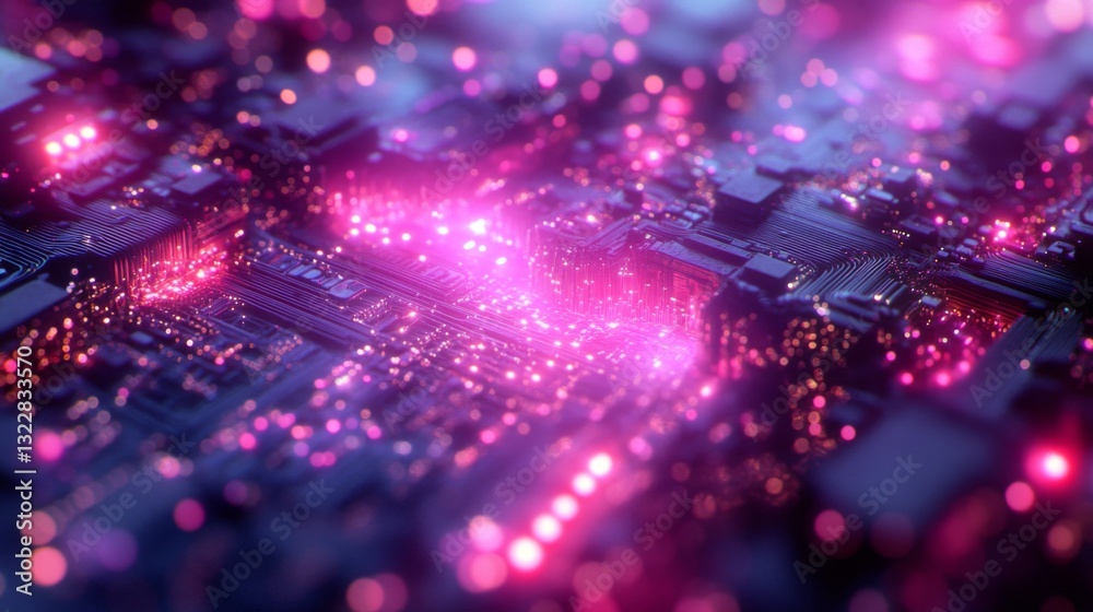 Fototapete the visual represents a vibrant depiction of quantum computing technology, highlighting qubits in su