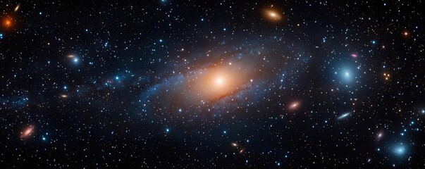 Fototapeta premium Dark sky idea. A breathtaking view of the Andromeda galaxy in a star-filled cosmos.