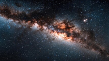 Fototapeta premium Dark sky concept. A breathtaking view of a vibrant galaxy filled with stars and cosmic clouds.