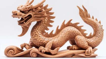 Fototapeta premium Carved Wooden Dragon Figurine