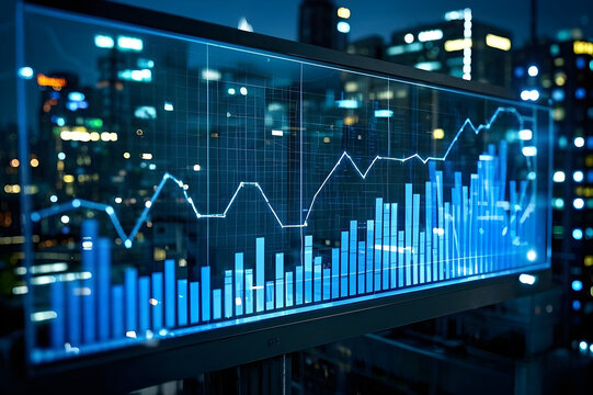 business data analysis concept in a blury city at night high resolution ai generated