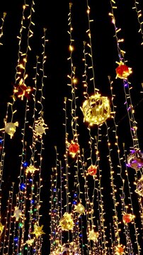 Vertical video of new years street decorations