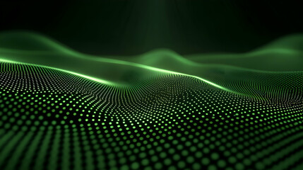 Obraz premium Abstract green digital wave pattern design.