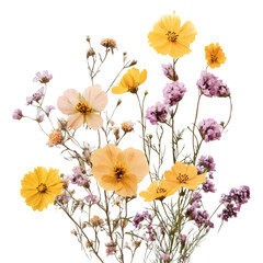 Delicate 3D silhouette of wildflowers, swaying gently as if caught in a breeze, background simple yet vibrant. 