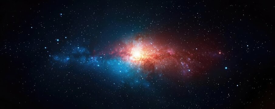 Fototapeta Dark sky idea. Stunning cosmic landscape featuring vibrant colors of stars and nebulae in space.