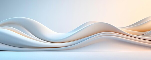 Obraz premium 3D abstract art background idea. Abstract fluid design with soft waves in muted colors, creating a calming effect.