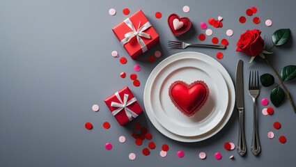 Obraz premium Valentines day sweet gifts with space background 