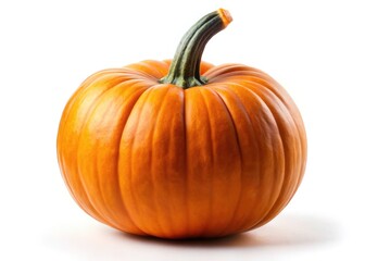 Obraz premium Isolated Pumpkin, White Background, Autumn Harvest, Fall Decoration, Thanksgiving Pumpkin, Halloween Pumpkin, Gourd, Vegetable, Farm Fresh Pumpkin, Orange Pumpkin