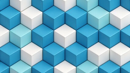Fototapeta premium Geometric pattern of blue and white cubes.