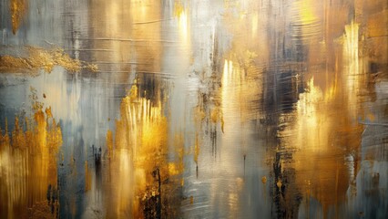 Naklejka premium Elegant abstract art background with dynamic brushstrokes and metallic sheen on a modern canvas surface, metallic