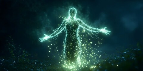 Mystical Enchantress Summoning a Storm of Glowing Light