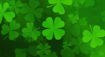 A Vibrant Abstract Background Of Overlapping Shamrocks In Various Shades Of Green
