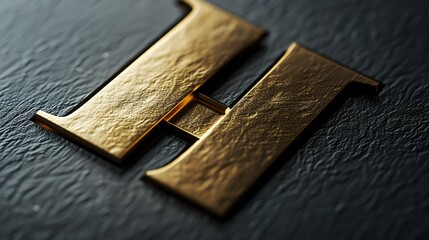 A high-quality, close-up image of an embossed golden letter H on a textured black background, capturing elegance and sophistication for branding and design purposes.