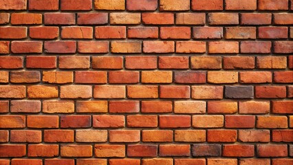 Fototapeta premium Brick wall with varying shades of orange and red.