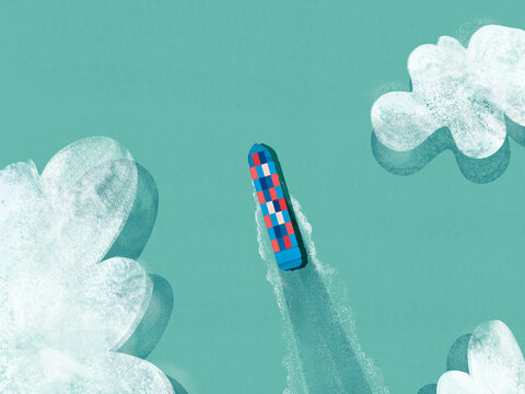 Container ship moving on ocean