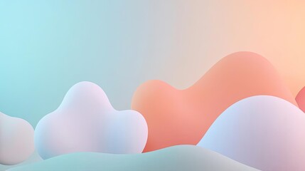 3D abstract art background idea. Soft abstract shapes in pastel colors create a calming visual atmosphere.