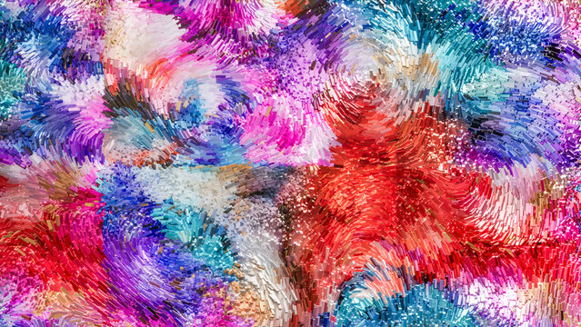 Colorful abstract 3D animation of floating particles