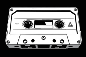 Fototapeta premium black and white image of a cassette player