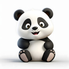 Naklejka premium Digital technology 3d cute panda icon