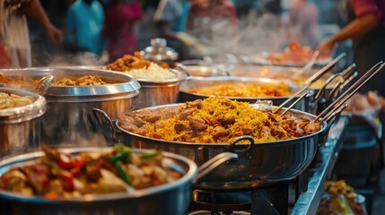Fototapeta premium Street Food Delights: A Buffet of Indian Flavors