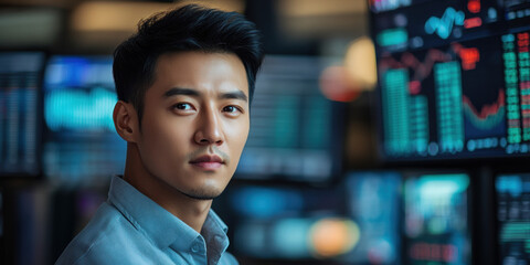 Stock market analyst working in office financial data analysis business environment modern viewpoint