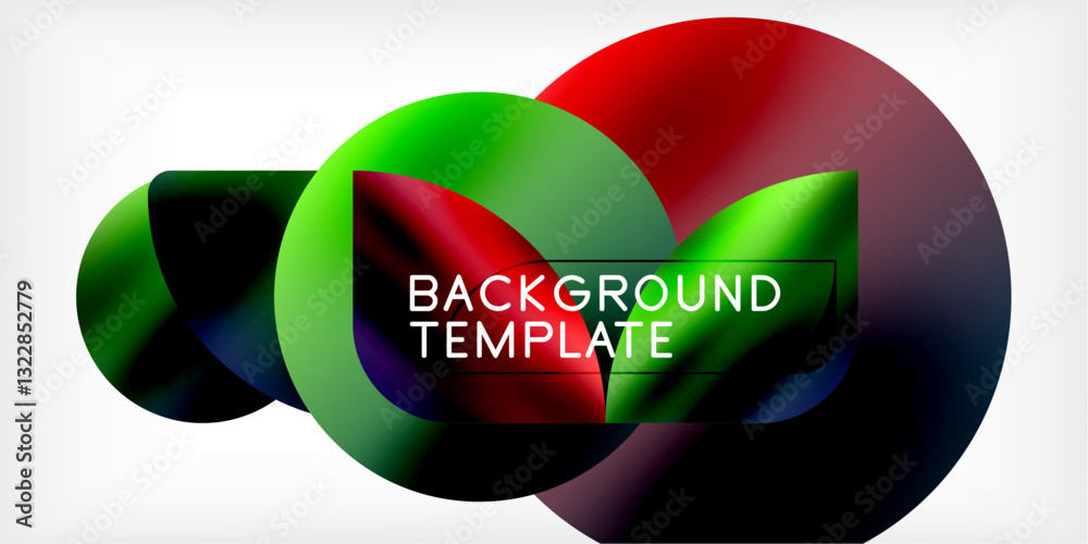 Poster Bright circles with shadows abstract background