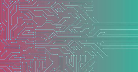 Abstract colorful gradient background with High-tech technology texture circuit board texture. Electronic motherboard vector design