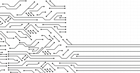 Vector circuit board illustration. Abstract technology. Circuit board seamless pattern isolated on white background.