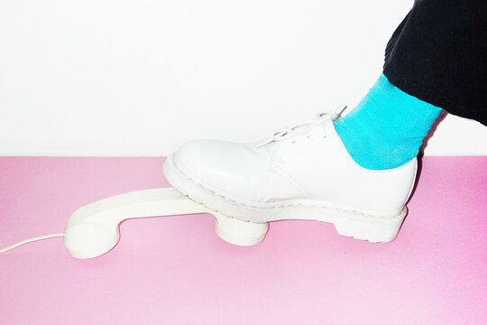 Not answering a phone call: stepping on landline phone to decline 