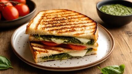 Grilled Pesto, Tomato, and Mozzarella Sandwich
