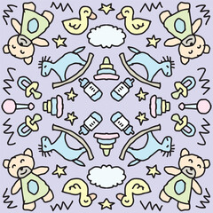 Cute baby toys pattern illustration