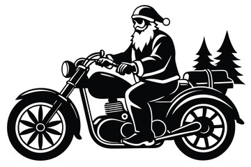 Fototapeta premium silhouette santa claus riding motorcycle