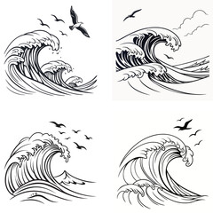 Obraz premium Oceans Roar Waves and Lighthouses.