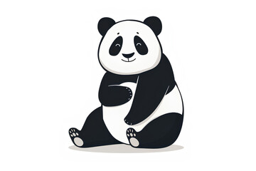 panda sitting calmly on a pure white background