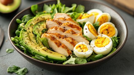 Avocado, Chicken and Egg Salad Bowl
