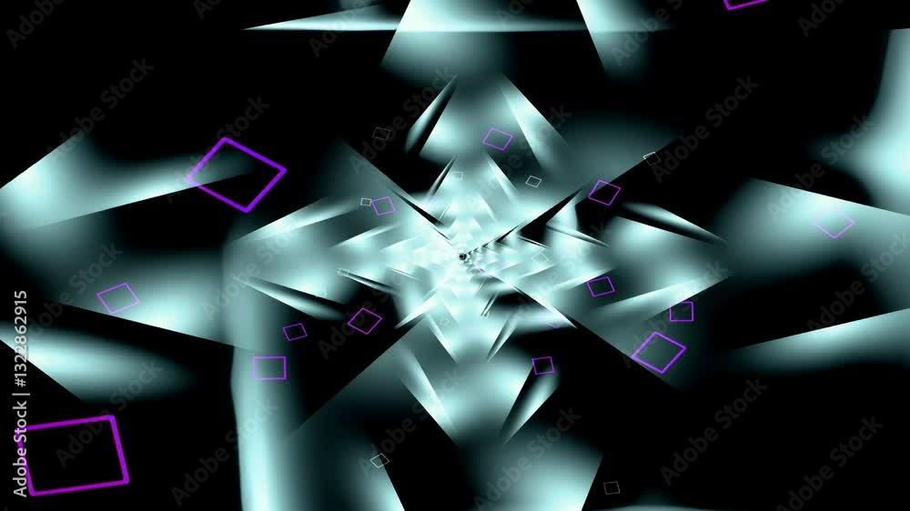Poster A digital abstract design with glowing geometric shapes and neon light effects, creating a futuristic and sci-fi atmosphere.