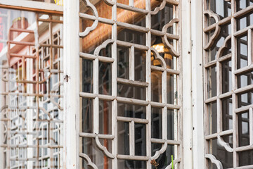 Vintage White Geometric Window Grilles Historic Architecture