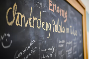 Inspiring classroom blackboard featuring a motivational quote for educational empowerment and creative learning environments today