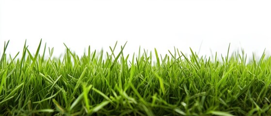 Vibrant green grass blades with natural sunlight and white backdrop.
