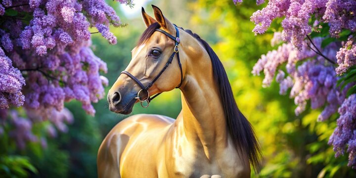 Akhal Teke Stallion Portrait: Lilac Shade, Show Halter, Equestrian Photography