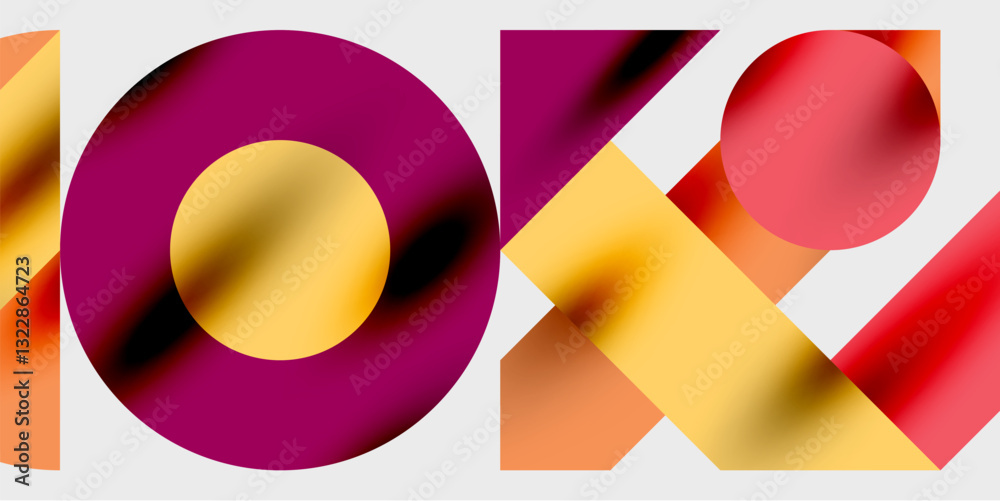 Aufkleber Modern abstract background featuring circles, lines, and triangles in a dynamic geometric composition. Perfect for stylish, tech, or creative-themed designs