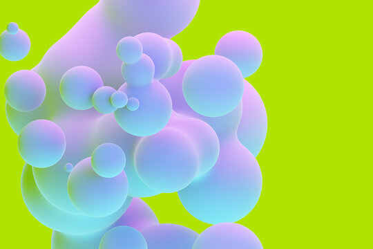 Pastel Gradient Metaball Shapes on Neon Green Background