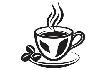 Silhouette of a Steaming Tea Cup, Cafe Logo Design Vector
