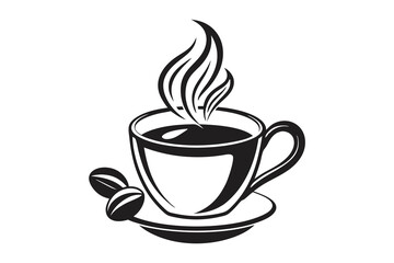 Obraz premium Silhouette of a Steaming Tea Cup, Cafe Logo Design Vector