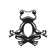 silhouette logo of a meditating frog or yoga vector