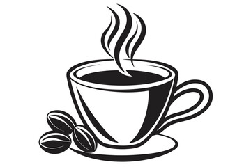 Obraz premium Coffee Cup Silhouette Black and White Coffee Art